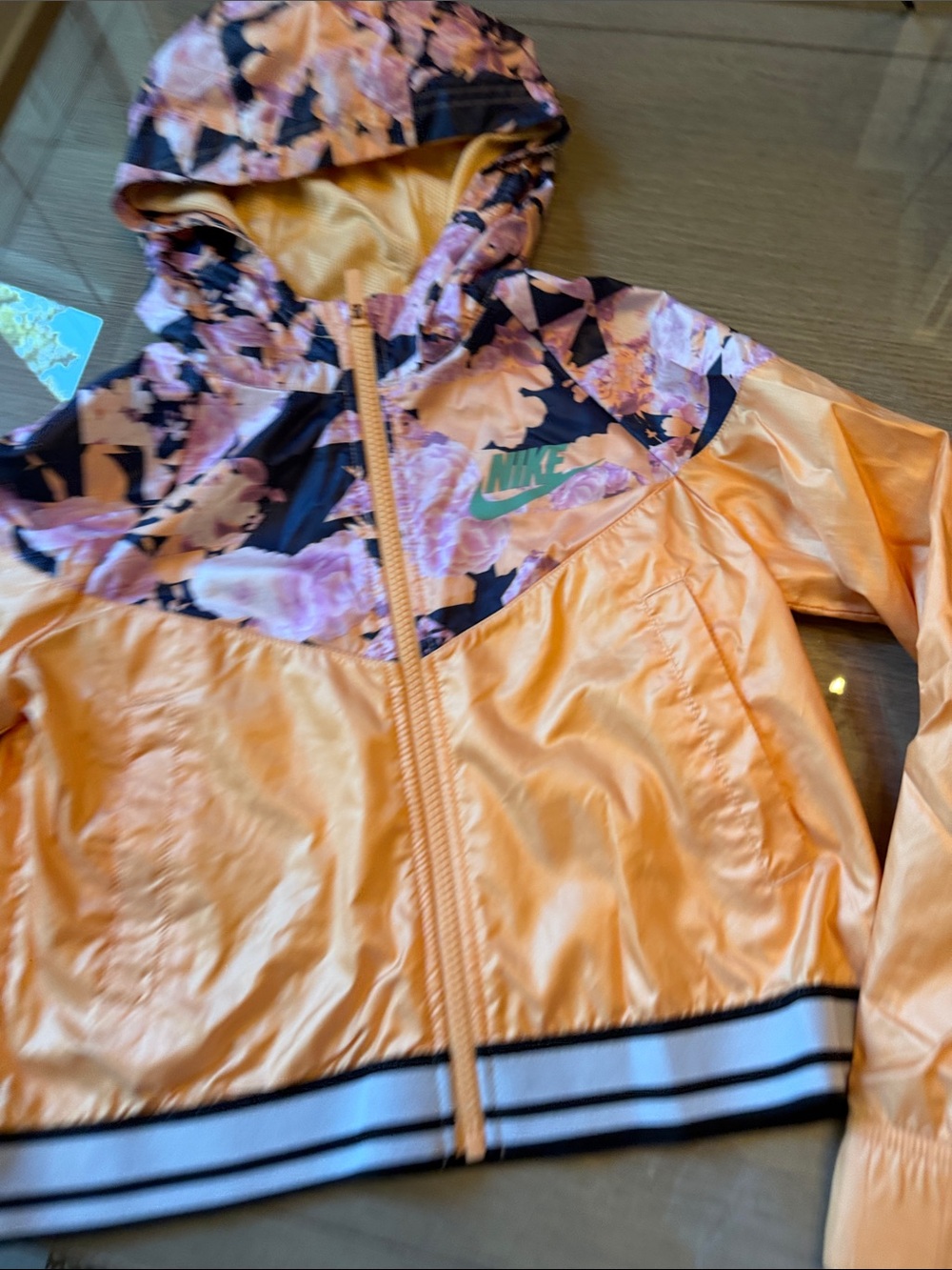 Nike Peach Floral Hooded Windbreaker Jacket